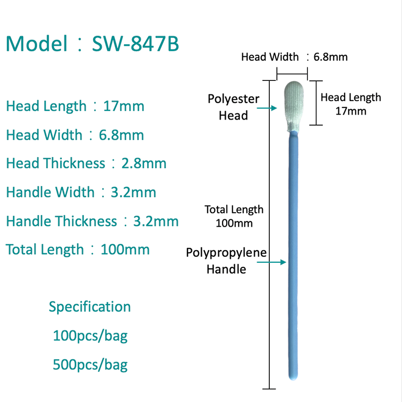 SW-847B zaoblený polyesterový tip na čistú miestnosť